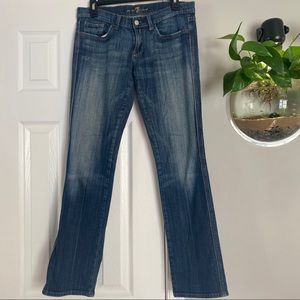 7 For All Mankind Straight Leg Women Embellished Pocket Blue Denim Jeans Size 28